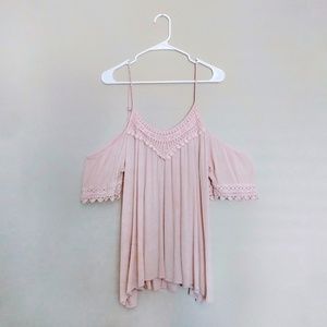 Bohemian Dusty Pink Cold Shoulder Top
